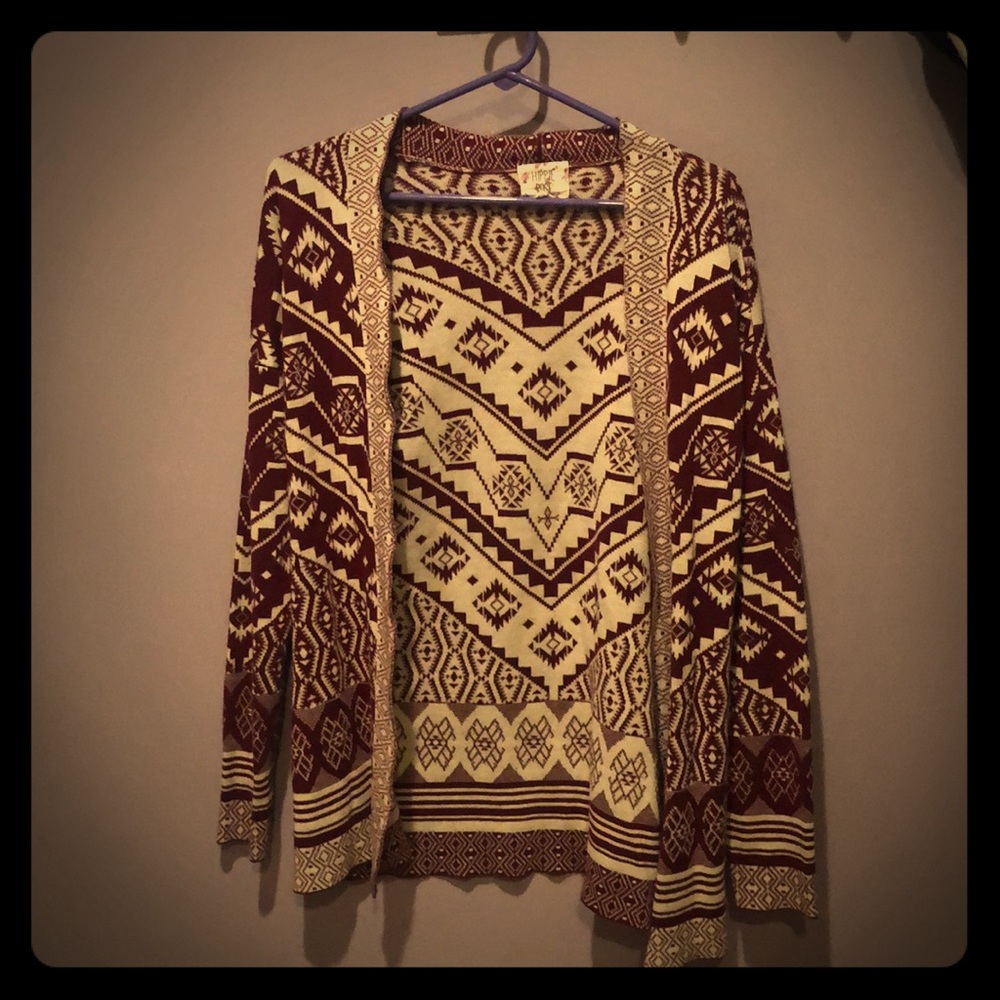 Red/cream cardigan, size medium